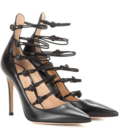 Gianvito Rossi Strappy Leather Point Toe Pumps In Black