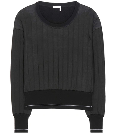 Chloé Virgin Wool Blend Quilted Sweater In Schwarz