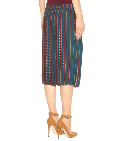 Shop Tory Burch Nadia Pleated Silk Midi Skirt In Oceaeo Edee Lorder