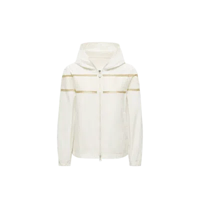 Moncler Clisson Embroidered Hooded Jacket In Neutral