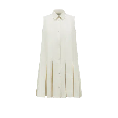 Moncler Cotton And Silk Mini Chemisier Dress In White