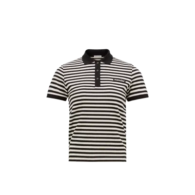 Moncler Striped Polo With Ribbed Cuffs In Multicolor