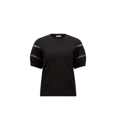 Moncler T-shirt In Cotone Nero Donna In Black