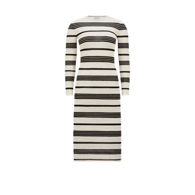 Moncler Knit Dress Crew Neck Fitted Silhouette In White