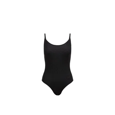 Moncler Diamond Quilted Nylon Swimsuit In Black