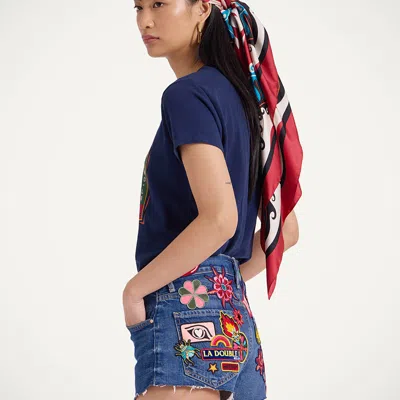 La Doublej The Dodger Short Fray Shorts In Patch It Up Blue