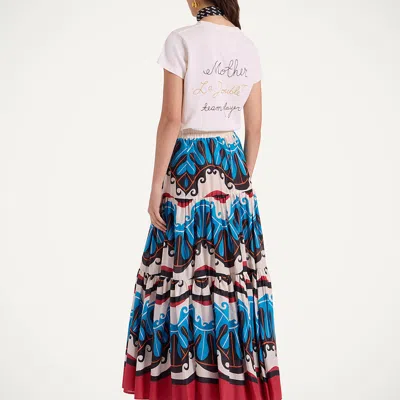 La Doublej Abstract-print Maxi Skirt In Pacific Blue Petrol