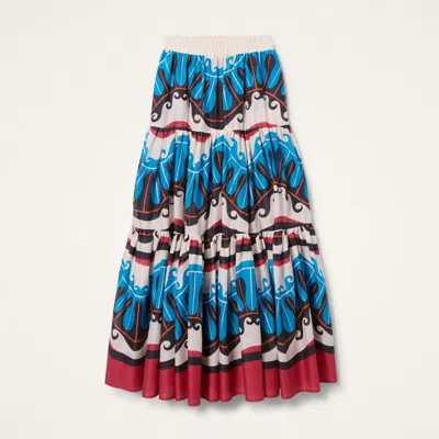 La Doublej Abstract-print Maxi Skirt In Pacific Blue Petrol
