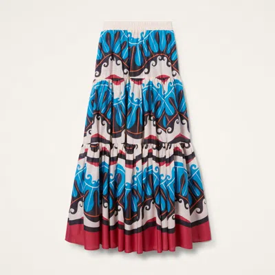 La Doublej Abstract-print Maxi Skirt In Pacific Blue Petrol