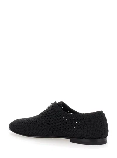 Dolce & Gabbana Black Woven Fabric Derby