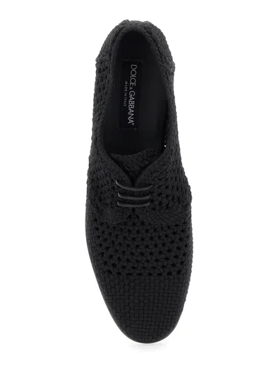 Dolce & Gabbana Black Woven Fabric Derby