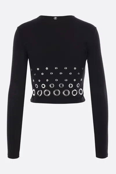 Rabanne Embellished Solid Jersey Second Skin Top In Black