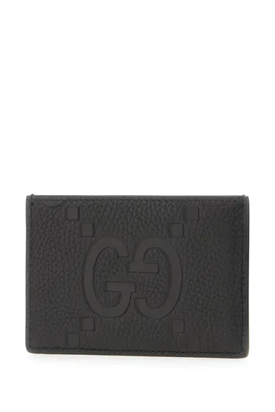 Gucci Black Leather Card Holder In Black