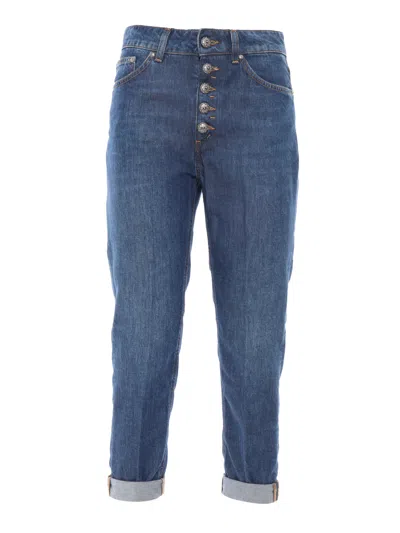 Dondup High-waisted Denim Trousers With Vintage Wash In Blue
