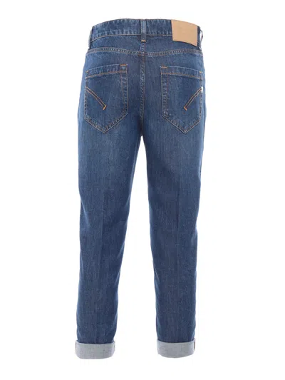Dondup High-waisted Denim Trousers With Vintage Wash In Blue