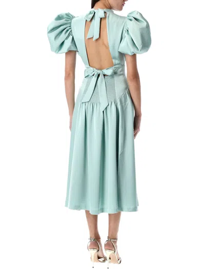Rotate Birger Christensen Rotate Satin Puff Midi Dress In Blue Haze
