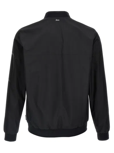 Herno Waterproof Bomber Jacket With Ribbed Details In Black