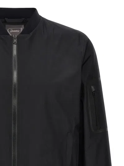 Herno Waterproof Bomber Jacket With Ribbed Details In Black