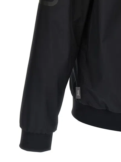 Herno Waterproof Bomber Jacket With Ribbed Details In Black