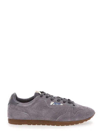 Autry Windspin Low Grey Sneaker With Logo On The Side And On The Heel In Suede Man In Gray
