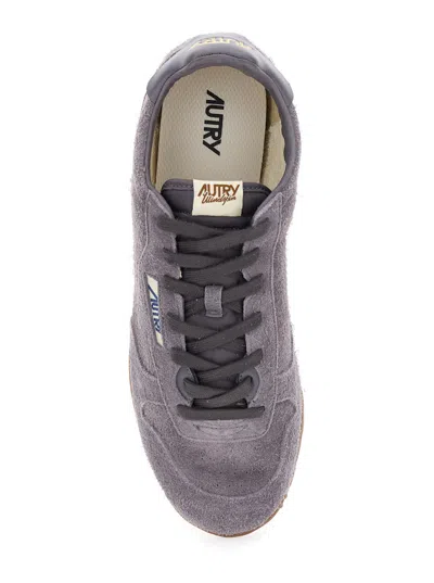 Autry Windspin Low Grey Sneaker With Logo On The Side And On The Heel In Suede Man In Gray
