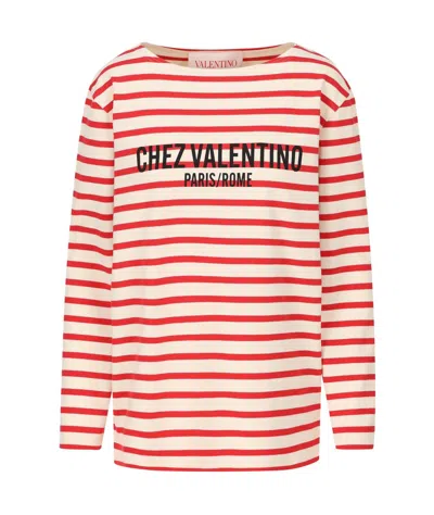 Valentino Garavani Cotton Long Sleeve T-shirt With Print In Multi