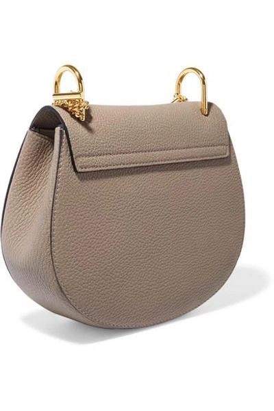 Shop Chloé Drew Small Textured-leather Shoulder Bag In Light Gray