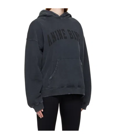 Anine Bing Oversized Grey Sweatshirt With Bold Branding And Relaxed Fit In Black