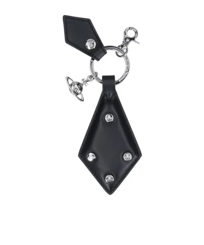 Vivienne Westwood Logo Engraved Keychain In Black