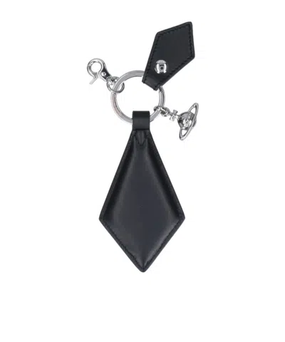 Vivienne Westwood Logo Engraved Keychain In Black