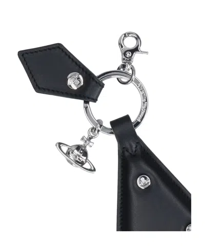 Vivienne Westwood Logo Engraved Keychain In Black