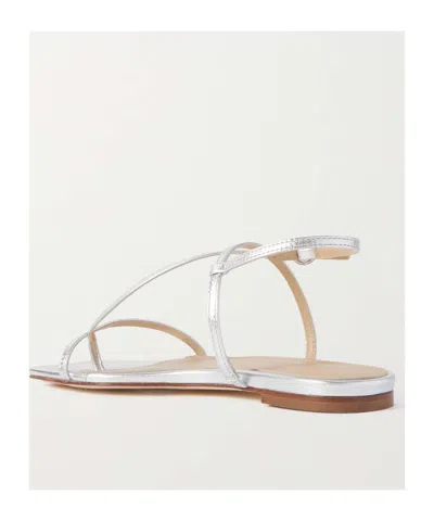 Aeyde Ella Nappa Leather Laminated Sandals Laminated Gold In White