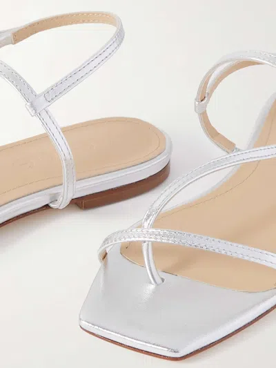 Aeyde Ella Nappa Leather Laminated Sandals Laminated Gold In White