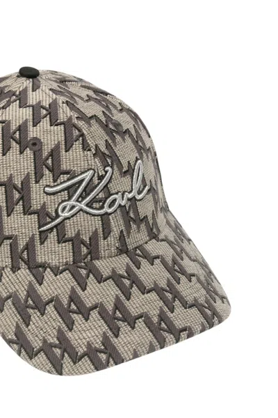Karl Lagerfeld Monogram-pattern Cotton-blend Cap In Black