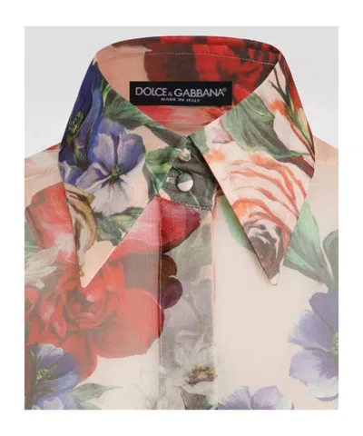 Dolce & Gabbana Floral-print Silk Shirt In Multicolor