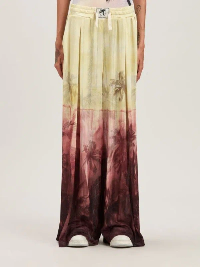 Palm Angels Sunset Palms Mesh Pants In Burgundy