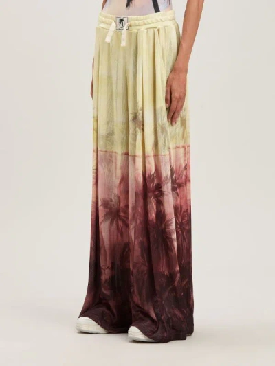 Palm Angels Sunset Palms Mesh Pants In Burgundy