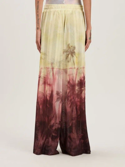 Palm Angels Sunset Palms Mesh Pants In Burgundy