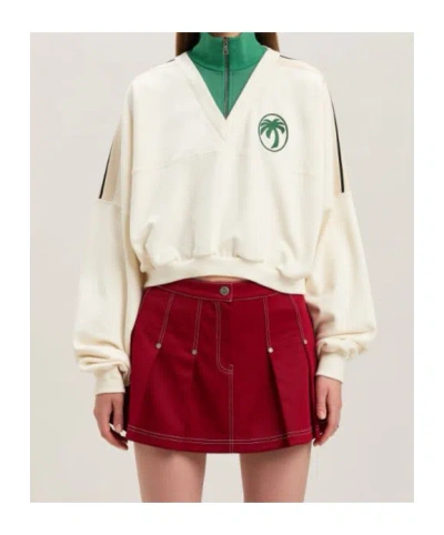 Palm Angels Oval Palm Sweatshirt In White