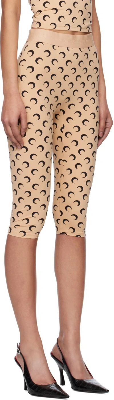 Marine Serre Ssense Exclusive Tan Recycled Moon Jersey Capri Leggings In Nude