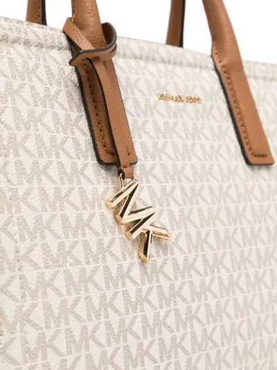 Michael Kors Laila Medium Signature Logo Satchel In Brown