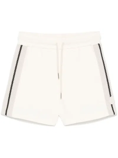 Moncler Off-white Striped Trim Shorts In Natural