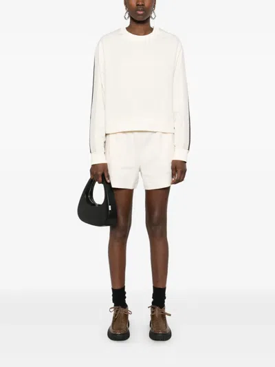 Moncler Off-white Striped Trim Shorts In Natural