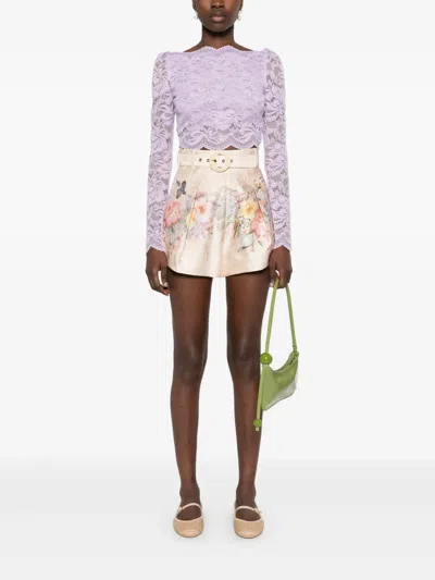 Zimmermann Illuminate Pleated Silk & Cotton Shorts In Pink