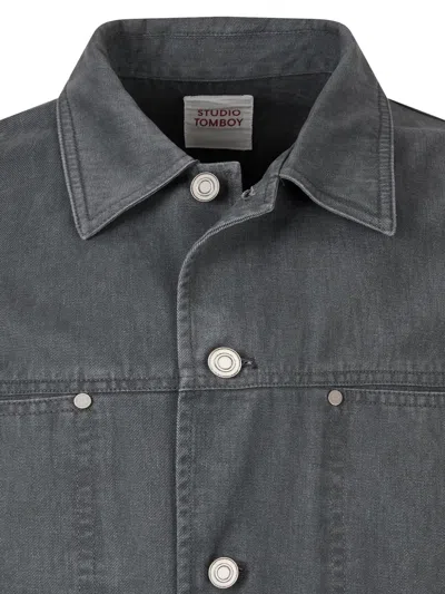 Studio Tomboy Denim Shirt Jacket In Grey
