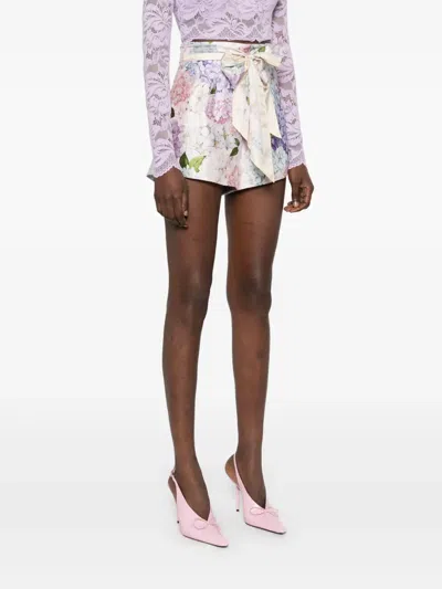 Zimmermann Dawning Silk Shorts In Multi Hydrangea In Pink