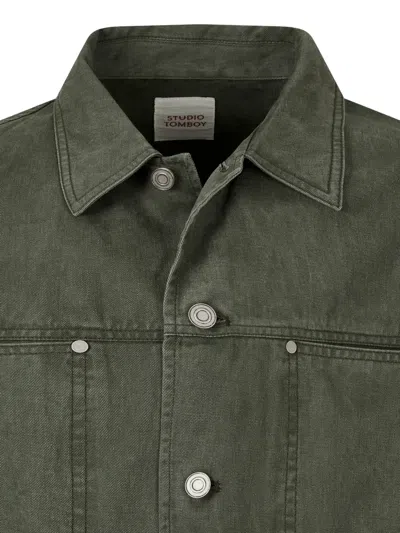 Studio Tomboy Denim Shirt Jacket In Green