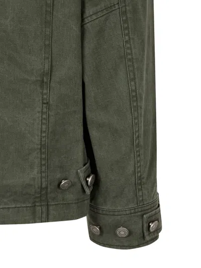 Studio Tomboy Denim Shirt Jacket In Green