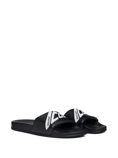 Dsquared2 Logo-print Slides In Black