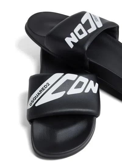 Dsquared2 Logo-print Slides In Black